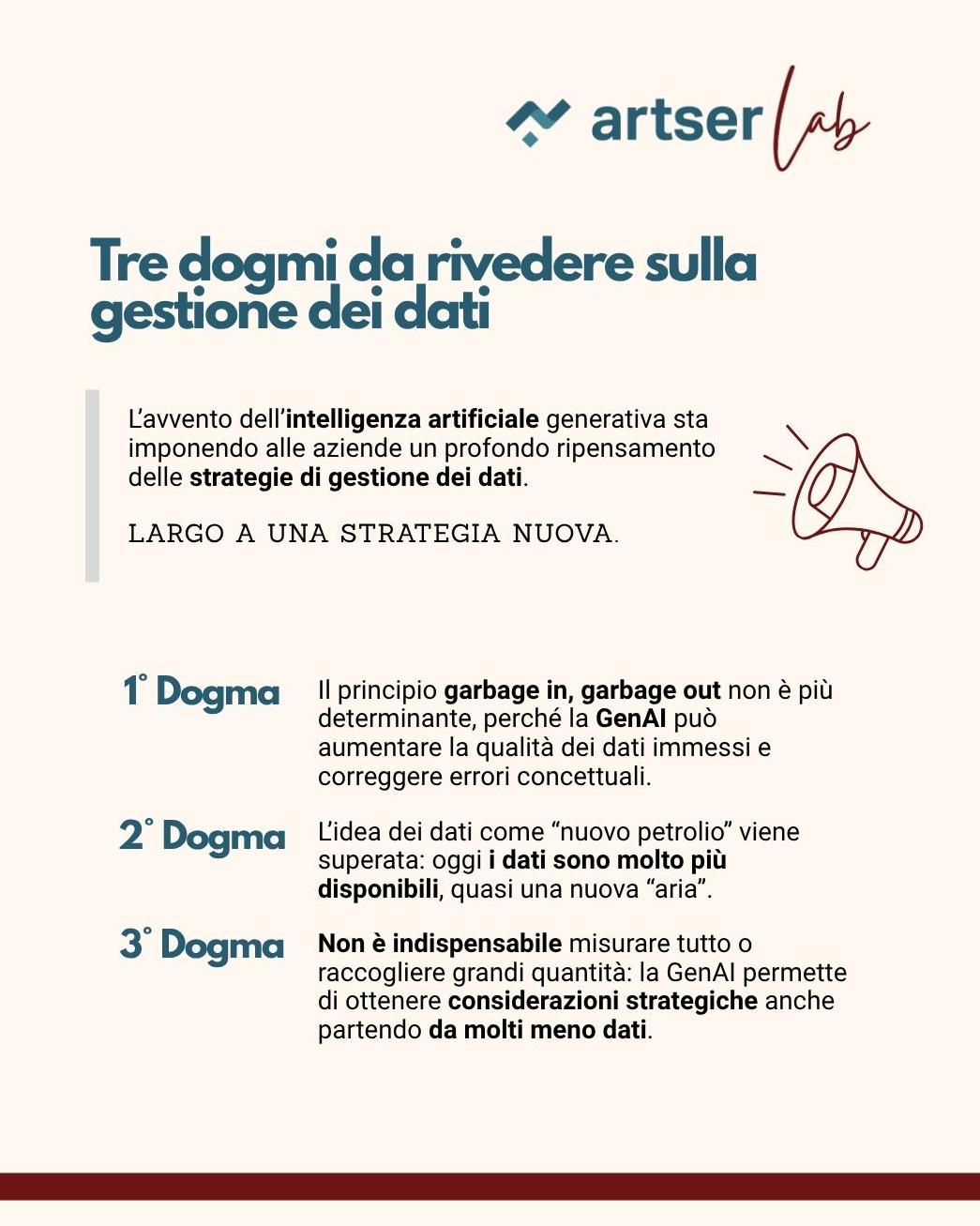 Tre dogmi da rivedere sulla gestione dei dati - di Alessandro Maserati - Artser Lab