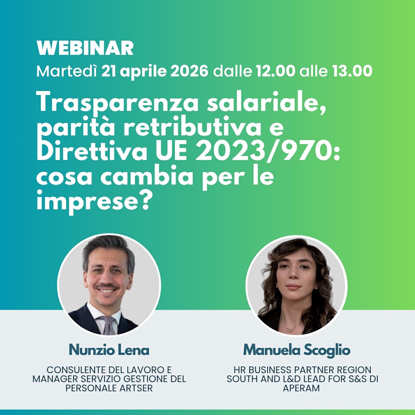 Webinar - Trasparenza salariale, parità retributiva e Direttiva UE 2023/970: cosa cambia per le imprese?